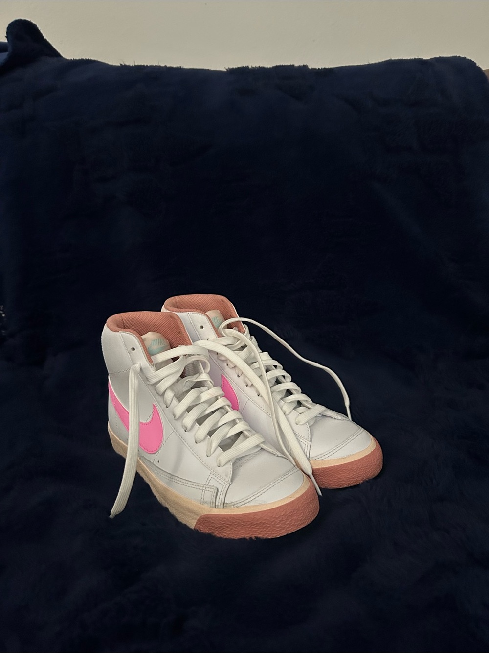 Nike Women’s High-Top Sneakers - White with Pink and Peach
